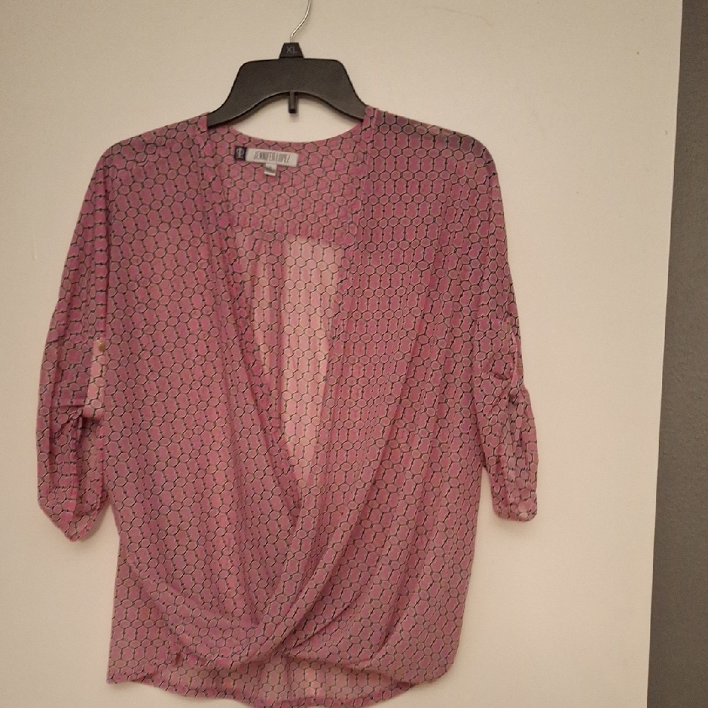 Jennifer Lopez Pink Patterned Blouse